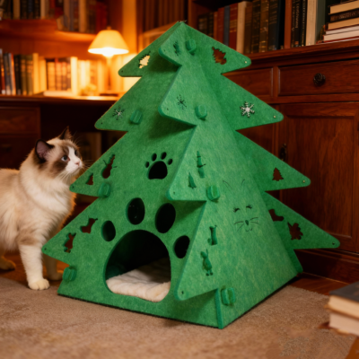 Christmas tree cat bed