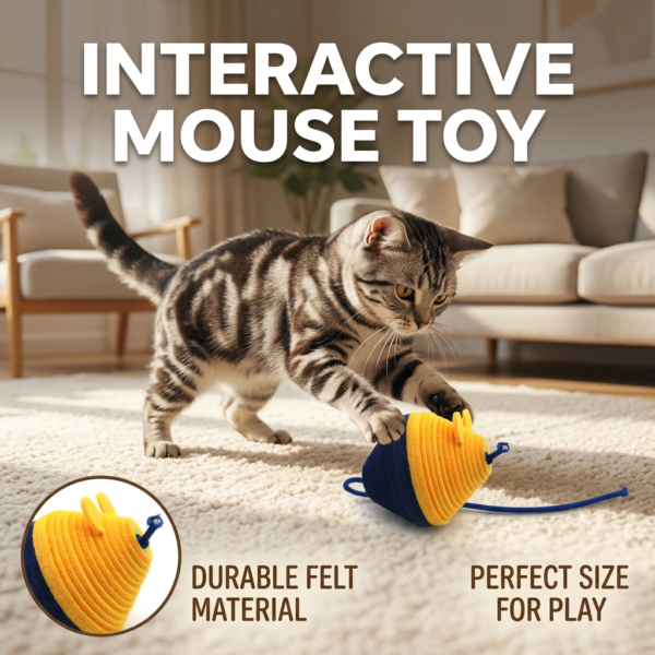 View polyester felt cat mouse toy details 2mm polyester felt mouse cat toy gray on floor