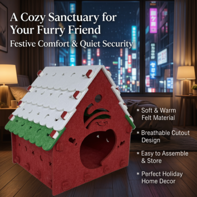 Christmas house pet bed