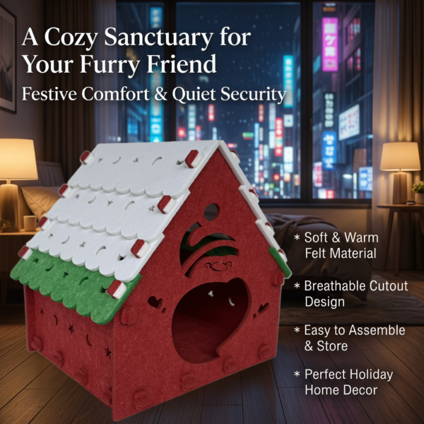Christmas house pet bed